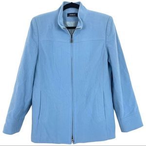 Vintage Tribal Wool Cashmere Full Zip Jacket 8 Women’s Blue Pockets Mock Neck